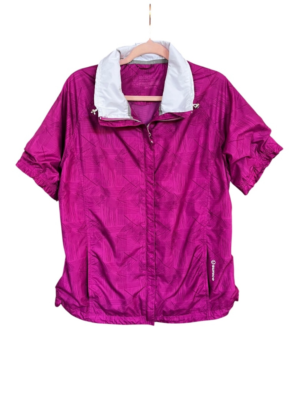 Sunice Sport Magenta Patterned Lightweight Zippered Short Sleeve Jacket SZ XL
